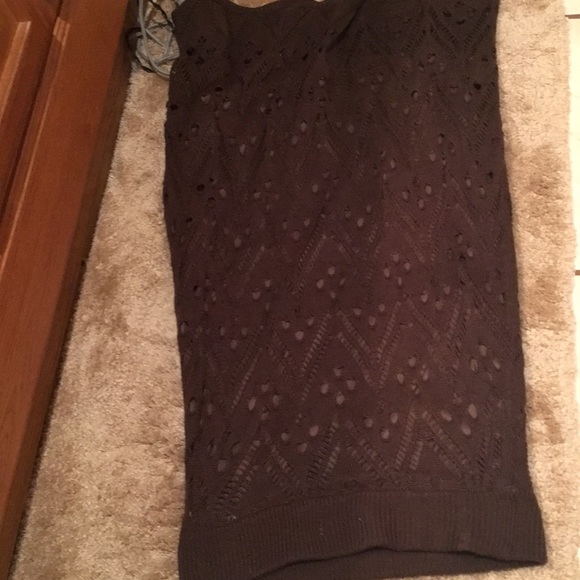 NWT Lapis Sweater knit crochet brown skirt M - Picture 6 of 7